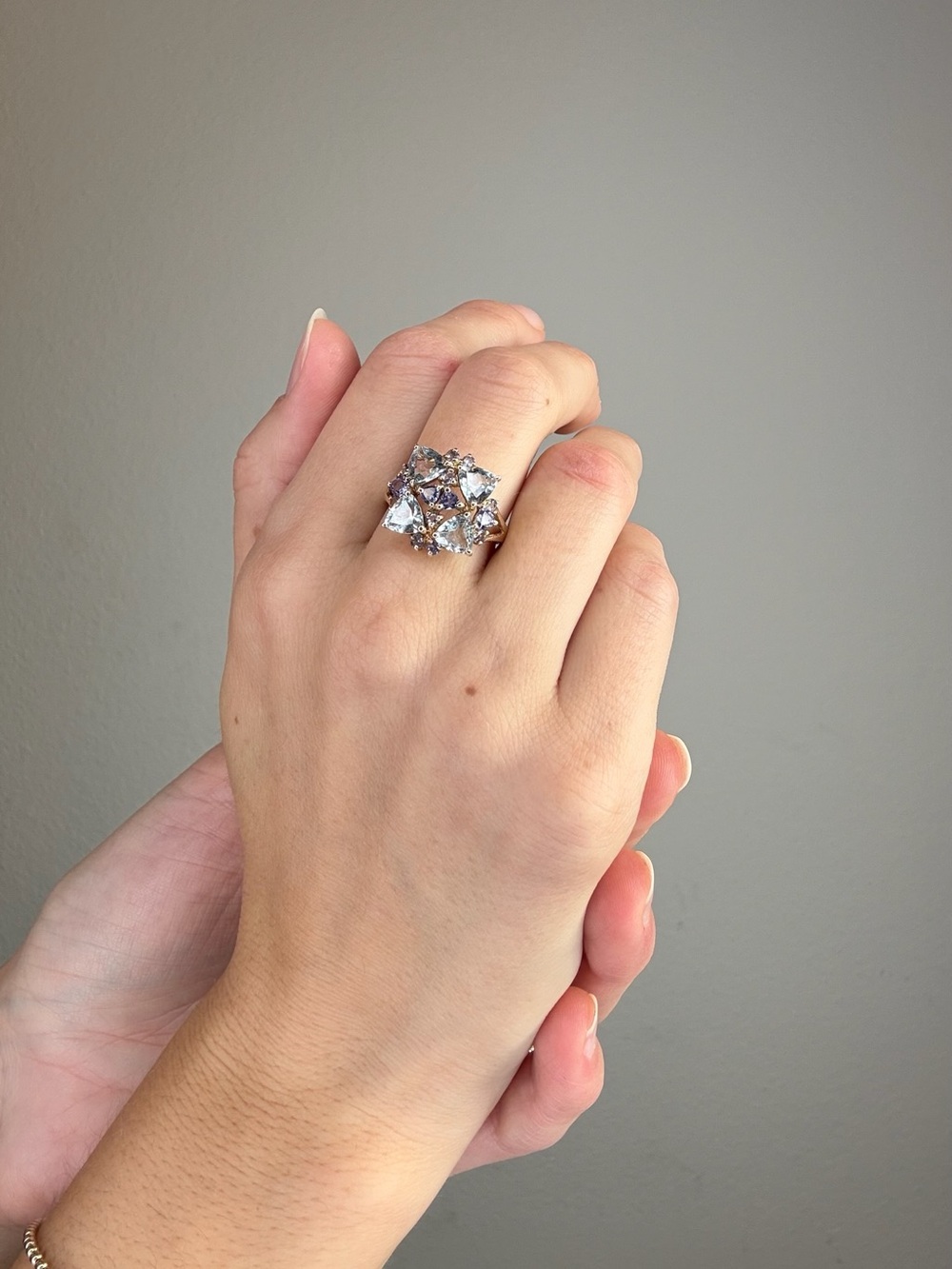 Vintage Aquamarine and Tanzanite Ring
